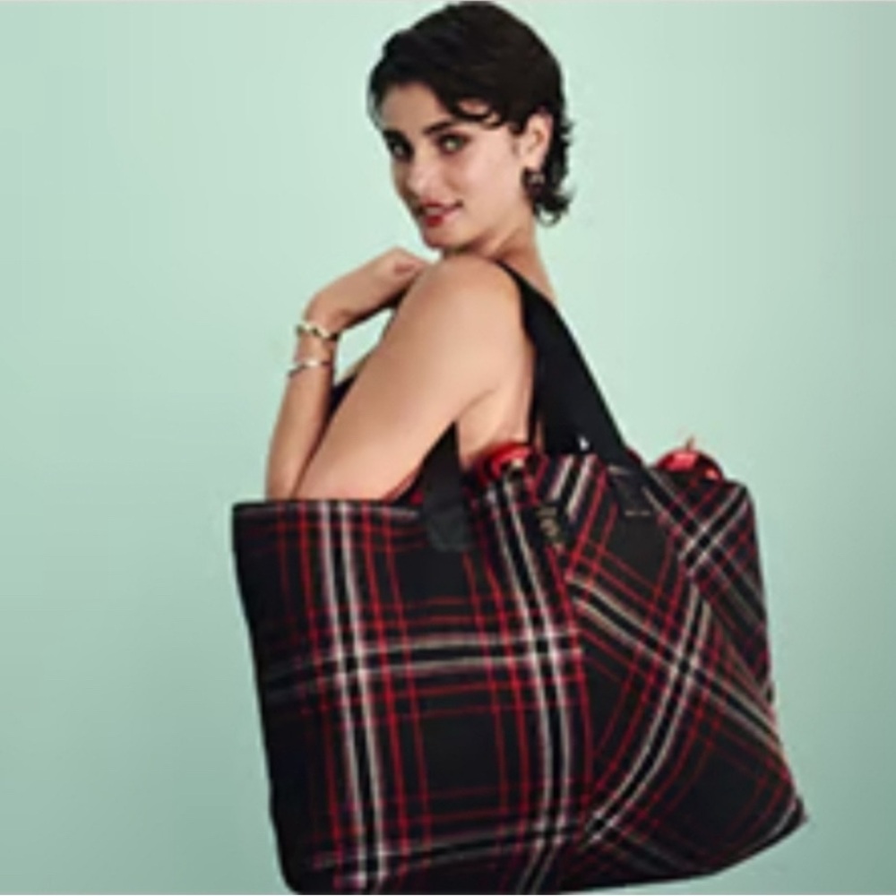 Victoria's Secret Black and Red Plaid Tote